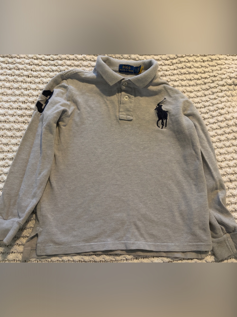 Polo by Ralph Lauren Light Gray Crewneck Polo Sweater with Navy Pony